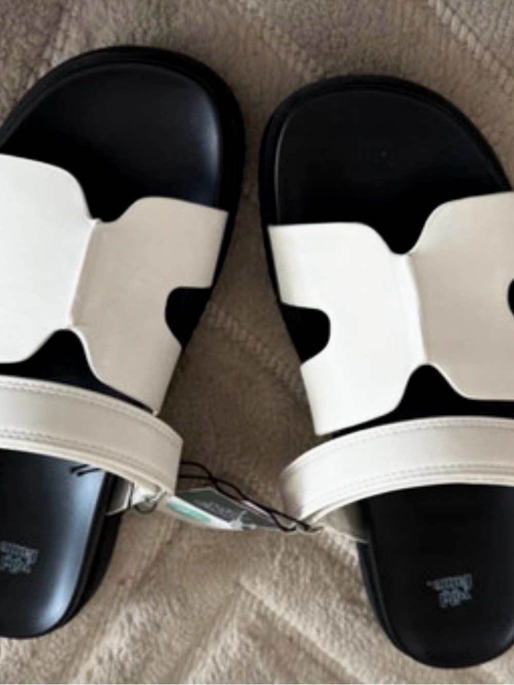 wild fable Black and White Crossover Slide Sandals